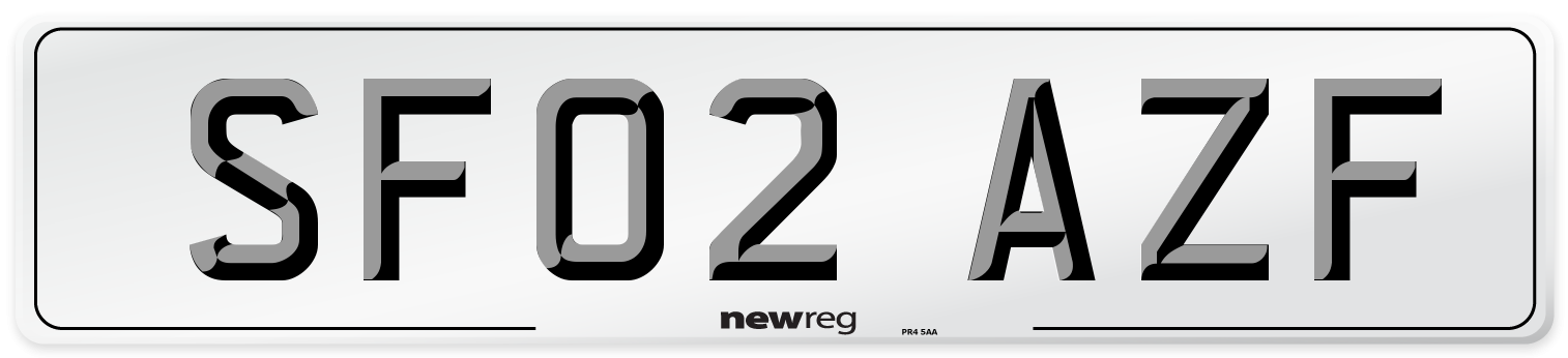 SF02 AZF Number Plate from New Reg